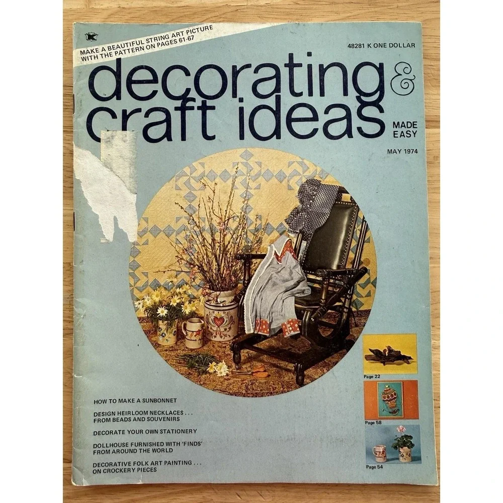DECORATING & CRAFT IDEAS Magazine‎ May 1974 Sunbonnet Heirloom Necklace Folk Art